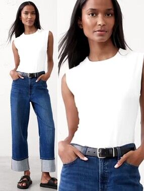 🆕️ Banana Republic Factory Soft Stretch Crew Neck Tee in White